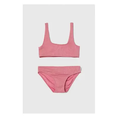 Dvoudílné dětské plavky Pepe Jeans LUREX SC BIKINI SET růžová barva