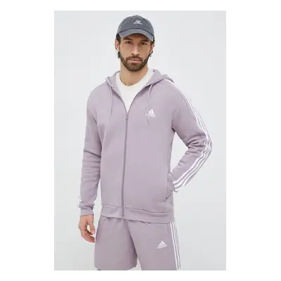 Mikina adidas pánská, fialová barva, s kapucí, s aplikací, IS0009