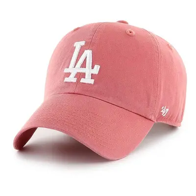 Bavlněná baseballová čepice 47brand MLB Los Angeles Dodgers růžová barva, s aplikací, B-RGW12GWS