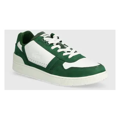 Kožené sneakers boty Lacoste T-Clip Contrasted Leather zelená barva, 47SMA0070