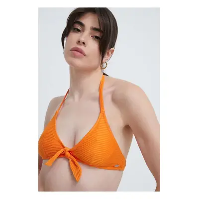 Plavková podprsenka Pepe Jeans WAVE BR KNOT TOP oranžová barva, měkký košík, PLB10526