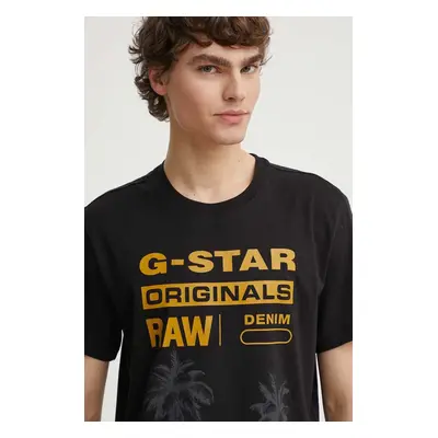 Bavlněné tričko G-Star Raw černá barva, s potiskem, D24681-336