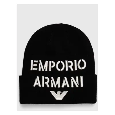 Dětská čepice s příměsí vlny Emporio Armani černá barva