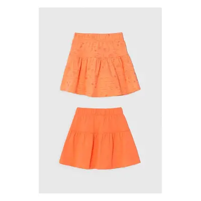 Dětská bavlněná sukně zippy 2-pack oranžová barva, mini