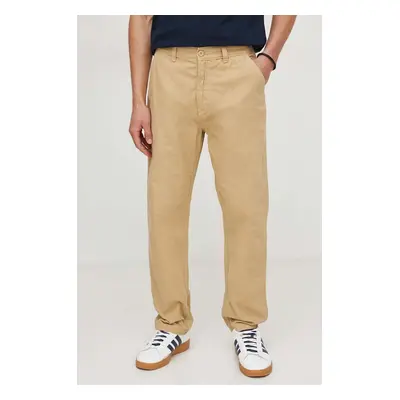 Bavlněné kalhoty Pepe Jeans RELAXED STRAIGHT CARPENTER PANT béžová barva, jednoduché, PM211649