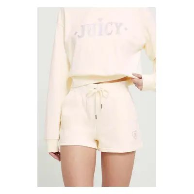 Kraťasy Juicy Couture dámské, béžová barva, s aplikací, high waist