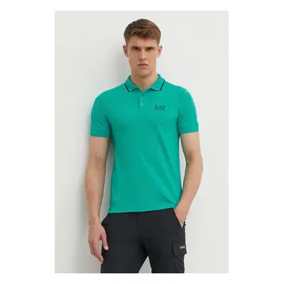 Polo tričko EA7 Emporio Armani zelená barva, s potiskem