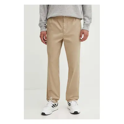 Kalhoty New Balance Twill Straight Pant 30" pánské, béžová barva, jednoduché, MP41575SOT