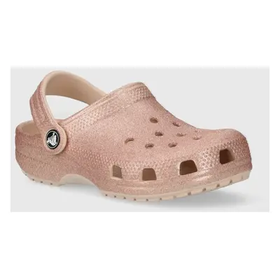 Dětské pantofle Crocs CLASSIC GLITTER CLOG růžová barva