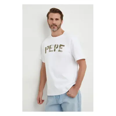 Bavlněné tričko Pepe Jeans ROLF TEE bílá barva, s potiskem, PM509228