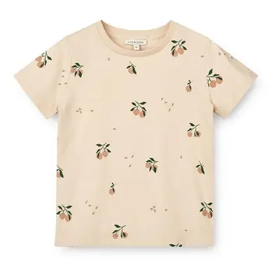 Bavlněné dětské tričko Liewood Apia Baby Printed Shortsleeve T-shirt růžová barva