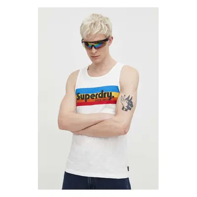 Bavlněné tričko Superdry bílá barva