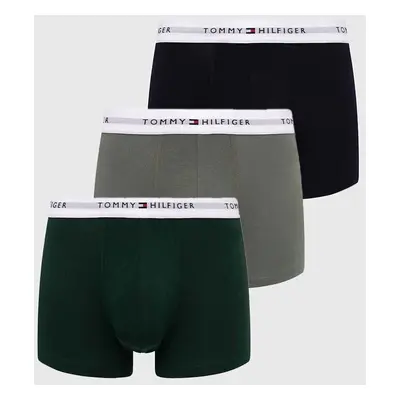 Boxerky Tommy Hilfiger 3-pack pánské, zelená barva, UM0UM02761