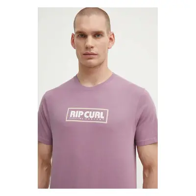 Bavlněné tričko Rip Curl fialová barva, s potiskem