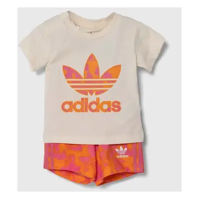 Dětská bavlněná souprava adidas Originals oranžová barva