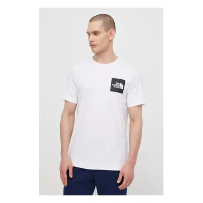 Bavlněné tričko The North Face M S/S Fine Tee bílá barva, s potiskem, NF0A87NDFN41