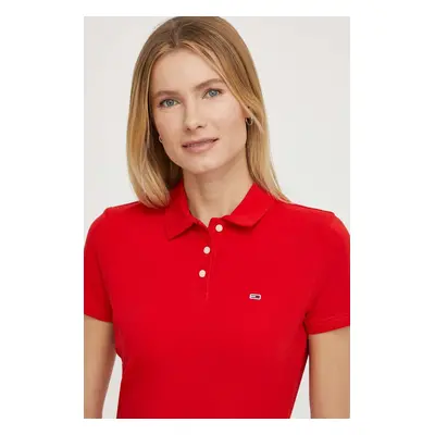 Polo tričko Tommy Jeans červená barva, DW0DW17220