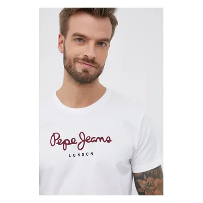 Bavlněné tričko Pepe Jeans Eggo N bílá barva, hladké, PM508208.800