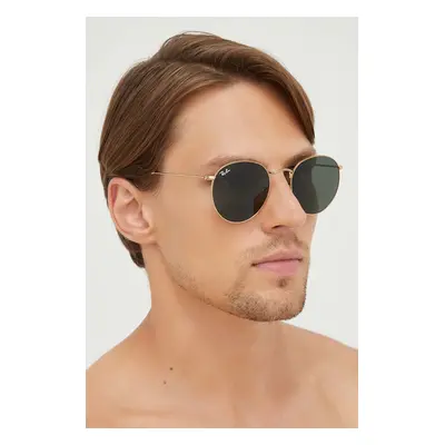 Sluneční brýle Ray-Ban ROUND METAL pánské, zlatá barva, 0RB3447