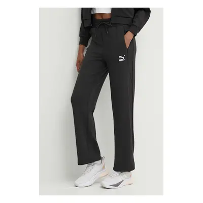 Tepláky Puma T7 High Waist Pant černá barva, hladké, 624212