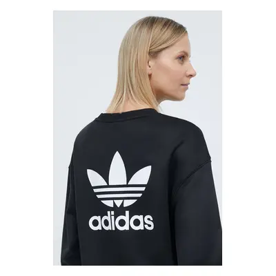 Mikina adidas Originals Trefoil Crew dámská, černá barva, s aplikací, IU2410