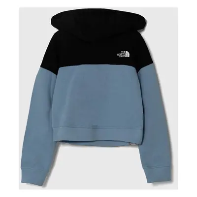 Dětská bavlněná mikina The North Face DREW PEAK CROP P/O HOODIE tyrkysová barva, s kapucí, s pot