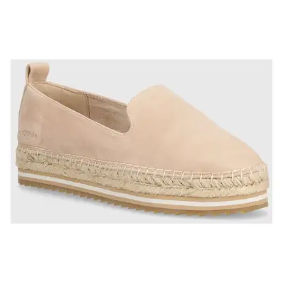 Semišové espadrilky Marc O'Polo béžová barva, na platformě, 40318323801305 NN2M3040