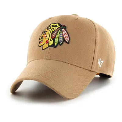 Čepice 47brand NHL Chicago Blackhawks hnědá barva, s aplikací, H-MVPSP04WBP-QL