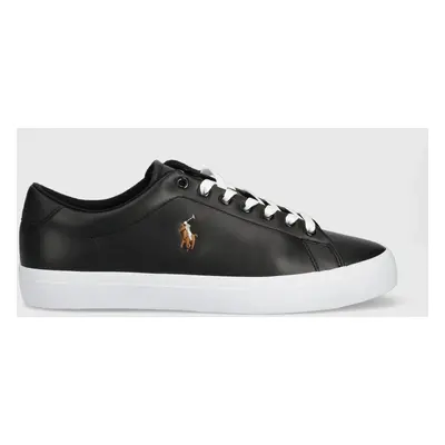 Kožené sneakers boty Polo Ralph Lauren Longwood černá barva