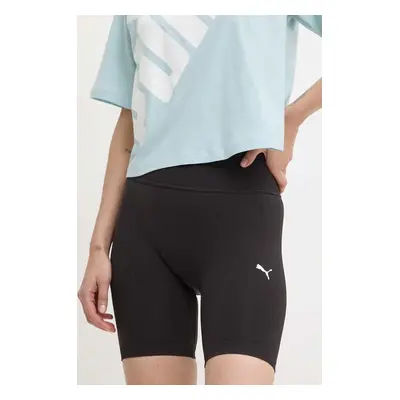 Tréninkové šortky Puma Shapelux Seamless černá barva, hladké, high waist, 524386