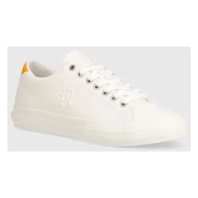 Kožené sneakers boty Tommy Hilfiger TH HI VULC STREET LOW LTH ESS bílá barva, FM0FM04896