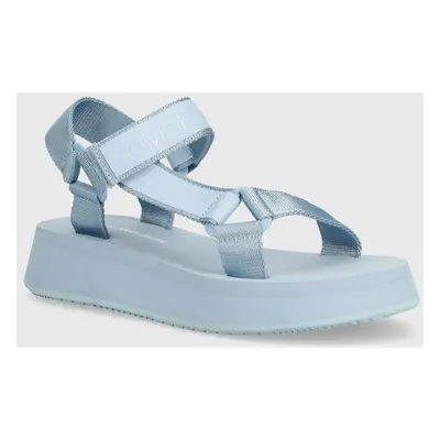 Sandály Calvin Klein Jeans SANDAL VELCRO WEBBING DC dámské, na platformě, YW0YW01353