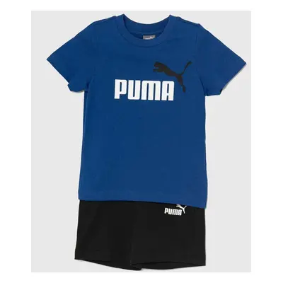 Dětská bavlněná souprava Puma Minicats & Shorts Set tmavomodrá barva