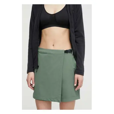 Sportovní šortky Jack Wolfskin Wandermood dámské, zelená barva, hladké, high waist, 1507113