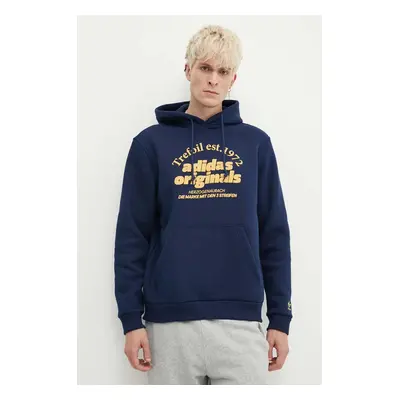 Mikina adidas Originals GRF Hoodie pánská, tmavomodrá barva, s kapucí, s potiskem, IS1419