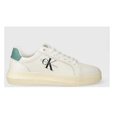 Kožené sneakers boty Calvin Klein Jeans CHUNKY CUPSOLE MONOLOGO černá barva, YM0YM00681