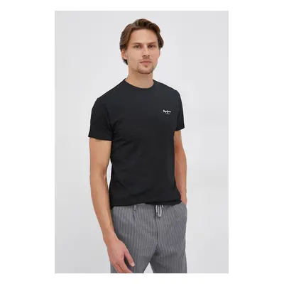 Tričko Pepe Jeans Basic pánské, černá barva, hladké