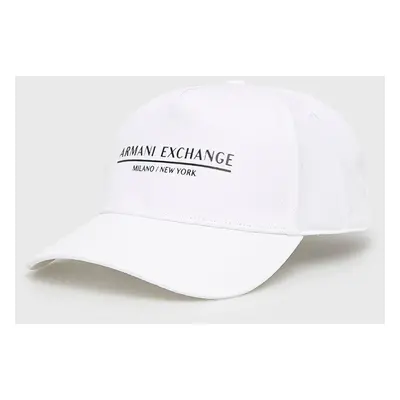 Bavlněná čepice Armani Exchange bílá barva, s potiskem