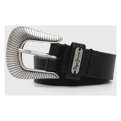 Kožený pásek Pepe Jeans ANYA BELT dámský, černá barva, PL020841