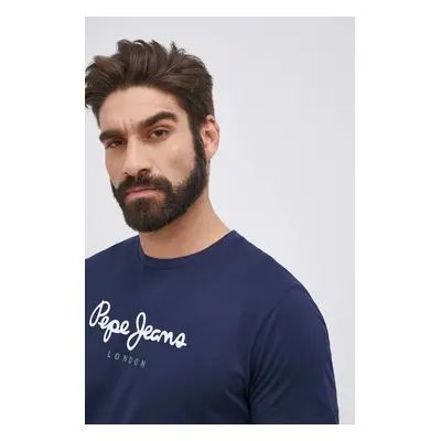 Bavlněné tričko Pepe Jeans Eggo N tmavomodrá barva, s potiskem, PM508208.595