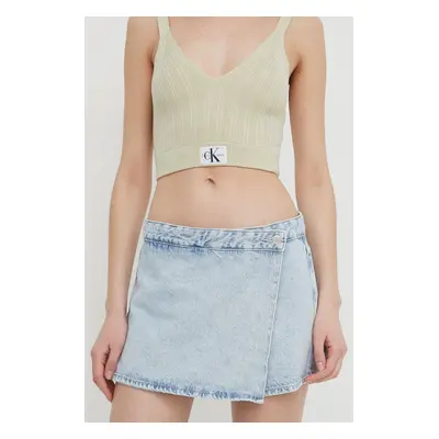 Džínové šortky Calvin Klein Jeans dámské, hladké, high waist, J20J222802