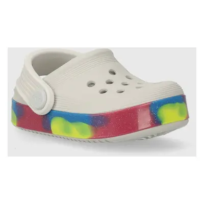 Dětské pantofle Crocs OFF COURT GLITTER BAND CLOG šedá barva