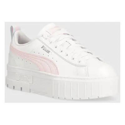 Dětské kožené sneakers boty Puma Mayze Lth Piping Jr bílá barva