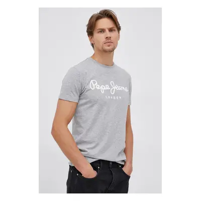 Tričko Pepe Jeans Original Stretch šedá barva, s potiskem