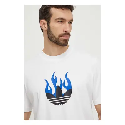 Bavlněné tričko adidas Originals bílá barva, s potiskem, IS2944