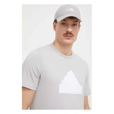 Bavlněné tričko adidas šedá barva, s aplikací, IY4283