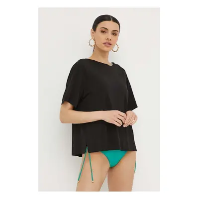 Halenka Max Mara Beachwear dámská, černá barva, hladká, 2416941029600