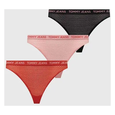 Tanga Tommy Jeans 3-pack černá barva, UW0UW05010