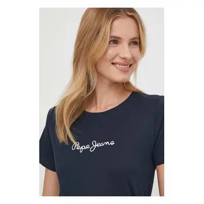 Bavlněné tričko Pepe Jeans LORETTE tmavomodrá barva, PL505827