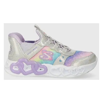 Dětské sneakers boty Skechers INFINITE HEART LIGHTS ETERNAL SHIMMER stříbrná barva